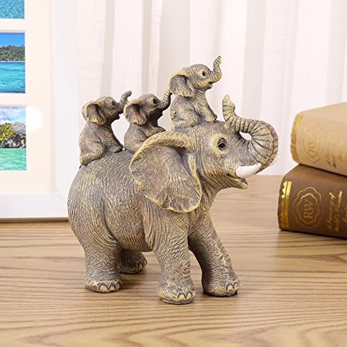 Cute Elephant Statue with Three Calves Home Decor