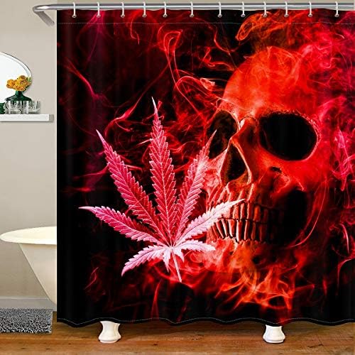 Feelyou Marijuana Leaf Skull Shower Curtain 72x72 Inches