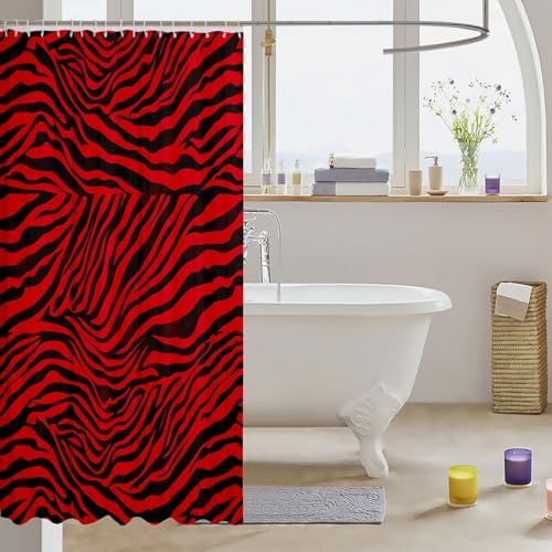 Feelyou Zebra Bath Curtain Set 72x72 Red
