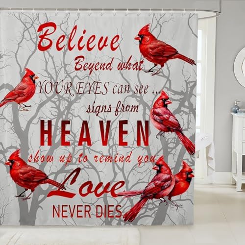 Feelyou Red Birds Shower Curtain Farmhouse Style 72x72
