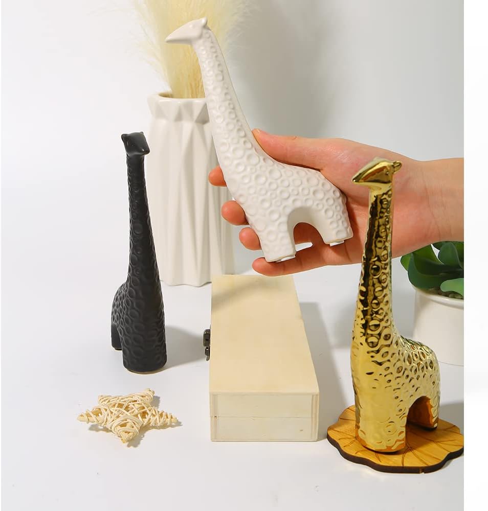 Black Giraffe Ceramic Statue Home Decor