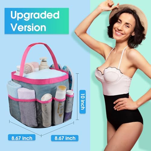 Attmu Mesh Shower Caddy with 8 Pockets for Dorm Room and Travel