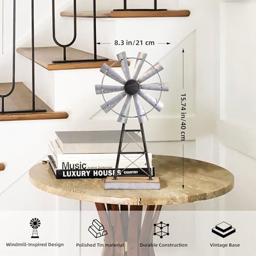 MODE HOME Charming Tall Galvanized Windmill Decor