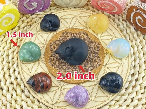 YATOJUZI 2 Inch Sleeping Cat Crystal Statue Decor