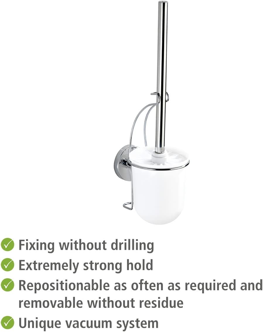 Wenko Vacuum-Loc Wall Toilet Brush Set Silver