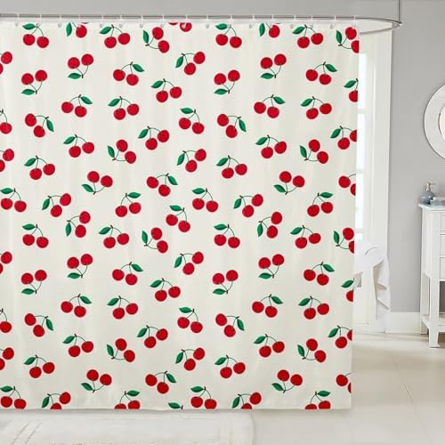Feelyou Cherry Bath Curtain Set 72x78 Inches
