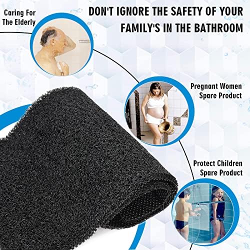 Non-Slip Bathtub Mat 157x36 Inch PVC Loofah Quick Drying Black