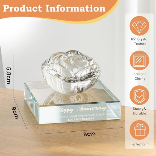 PEEYHONY Crystal Rose Wedding Anniversary Keepsake Ornament