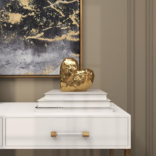 Deco 79 Gold Porcelain Heart Sculpture 8x3x8