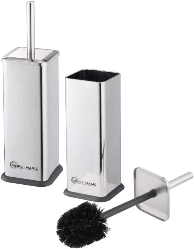 Simpli-Magic Toilet Brush and Holder 2 Pack Stainless Steel