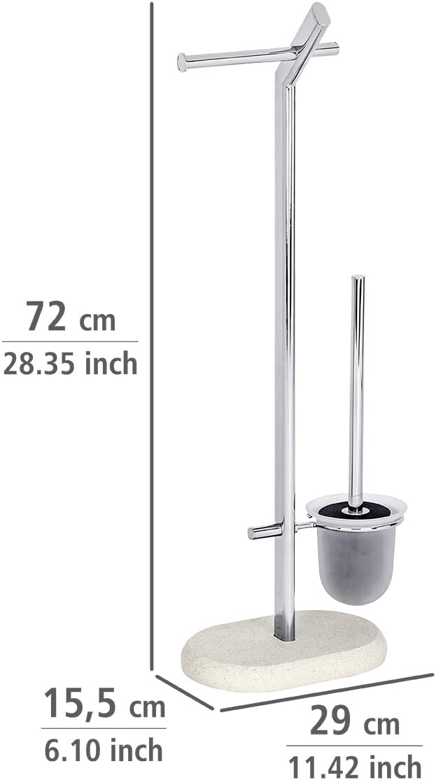 WENKO Free Standing Toilet Brush Holder Steel Beige