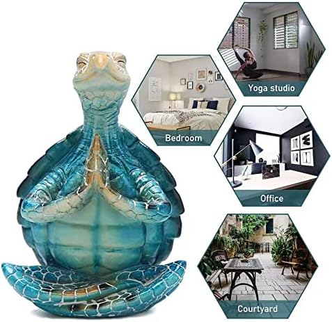 2Pcs Sea Turtle Meditation Yoga Statues - Resin Desk Decor