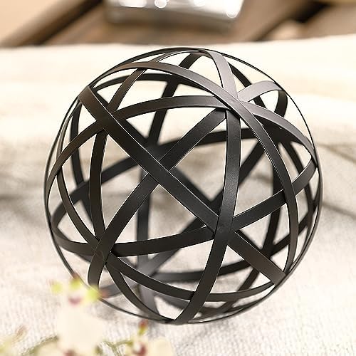 62 Black Metal Decorative Sphere - Modern Home Accent