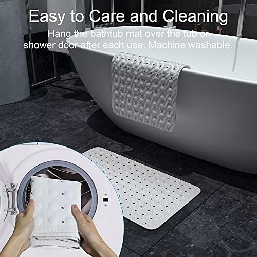 JOYCANO Natural Rubber Bath Mat 28x16 Non Slip