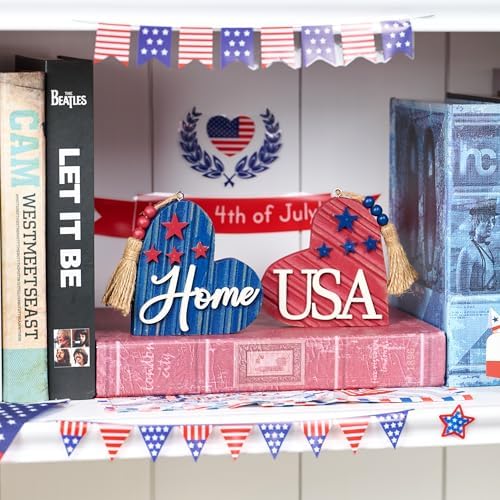 Valery Madelyn 4th of July Decor Heart Centerpieces 2 Pcs