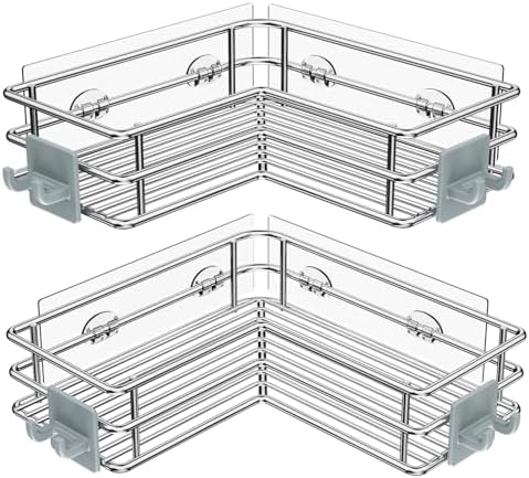 Nieifi Corner Shower Shelves 2 Pack Stainless Steel Caddy with Hooks