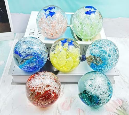 Decorative Crystal Ball Ocean Waves Blown Glass Sea Art