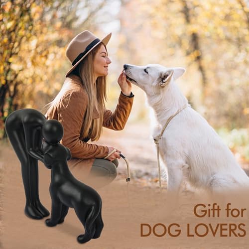 Dog Sculpture Home Decor Cute Man and Dog Statue Black