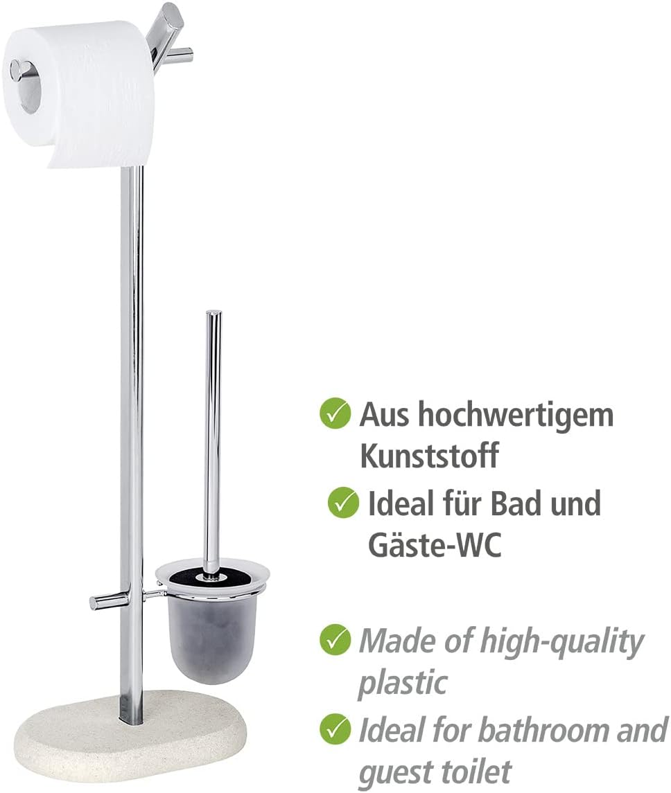 WENKO Free Standing Toilet Brush Holder Steel Beige
