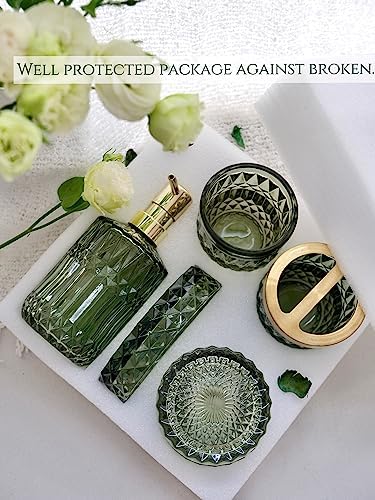 LaMarriti Green Bathroom Accessories Set 5Pcs Clear Glass