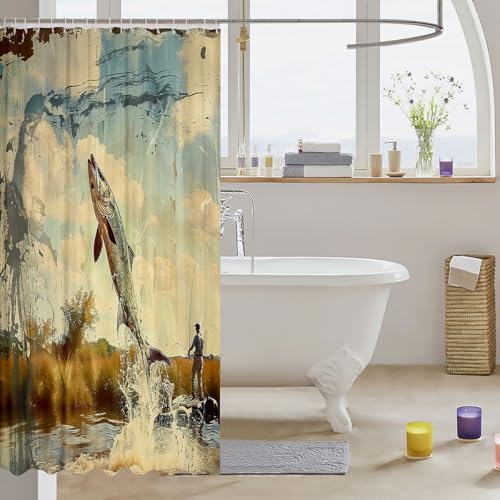 Feelyou Bass Fish Shower Curtain Set 72x72 Room Decor