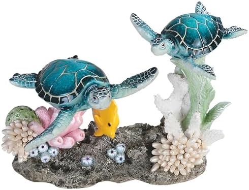 ICE ARMOR 875 W Blue Sea Turtles with Yellow Fish Statue