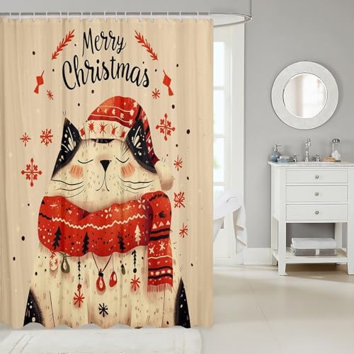 Feelyou 78 L x 72 W Cute Cat Shower Curtain Set