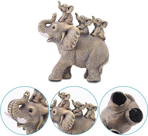Cute Elephant Statue with Three Calves Home Decor