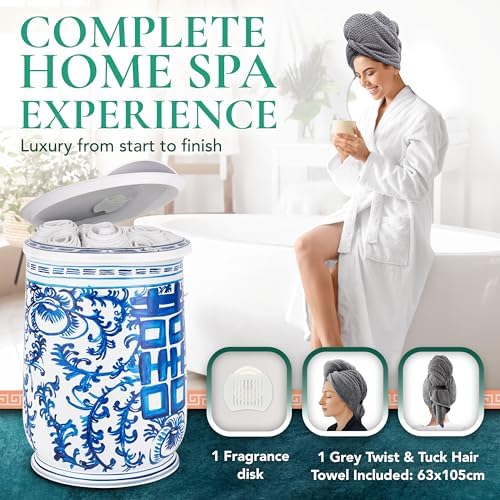 Silk Road Supply Large Towel Warmer with Grey Towel and Fragrance Disk