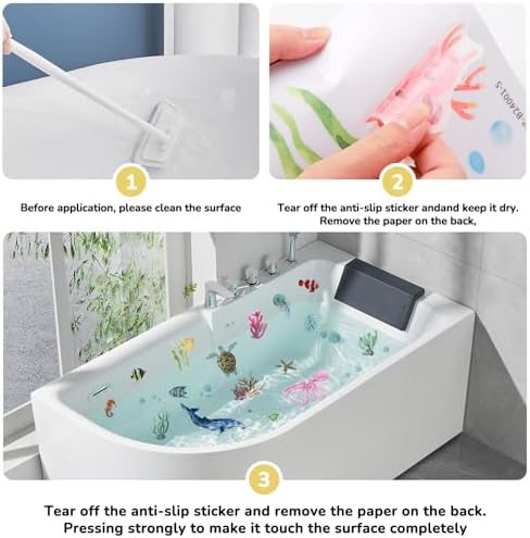 Non-Slip Bathtub Stickers with Cute Sea Animal Designs