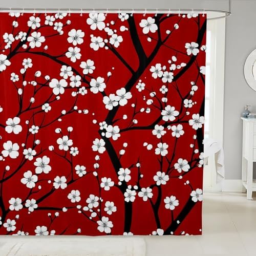 Feelyou Plum Blossom Shower Curtain Set 72x78