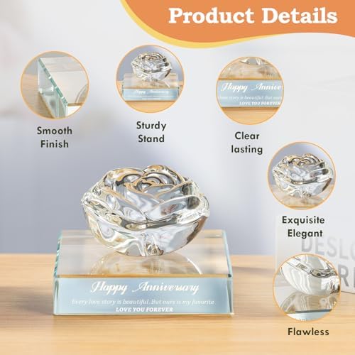 PEEYHONY Crystal Rose Wedding Anniversary Keepsake Ornament