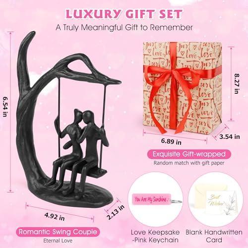 Romantic Couple Statue in Love Black Metal Figurine