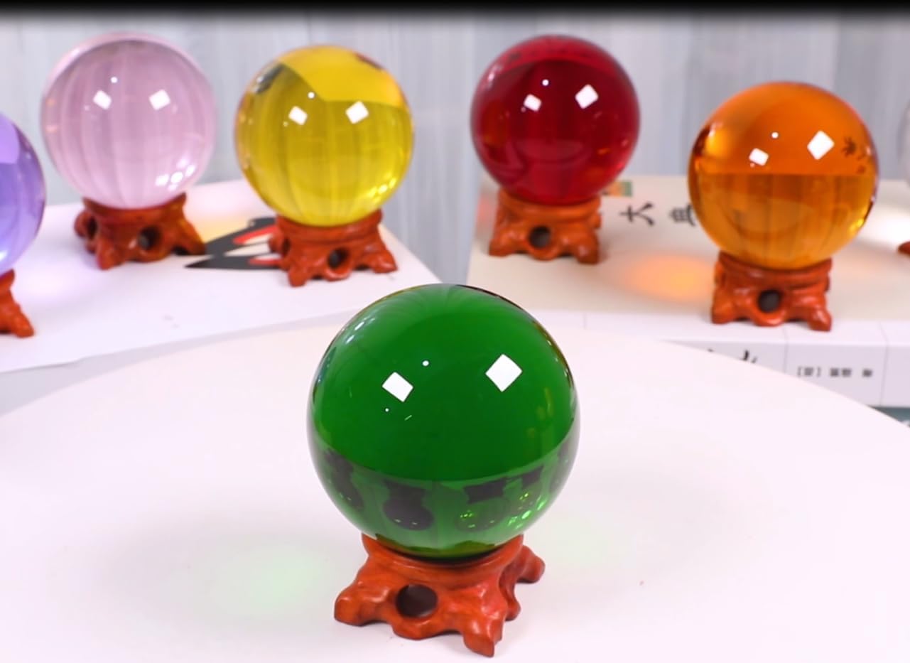 Modaier Green Crystal Ball 80mm with Rose Stand and Gift Box
