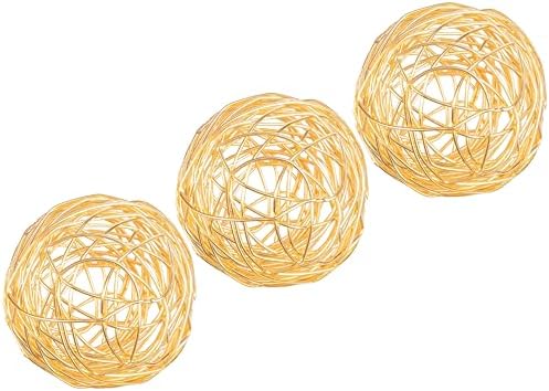 CLEENTABLE 3-Piece Gold Metal Decorative Spheres