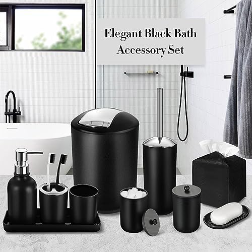 ALPIRIRAL 10Pcs Black Bathroom Accessories Set 1