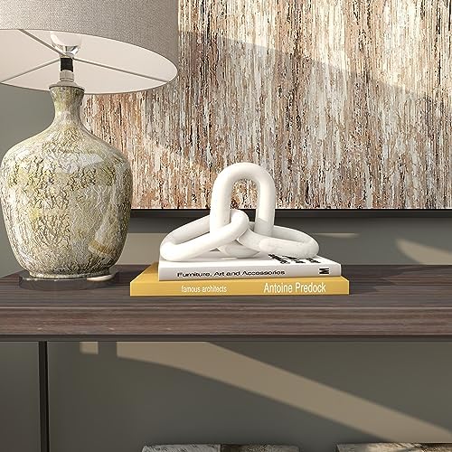 Deco 79 White Marble Chain Sculpture 3 Link Home Decor Statue