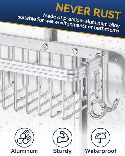 YASONIC Shower Caddy with 2 Tiers and Hooks