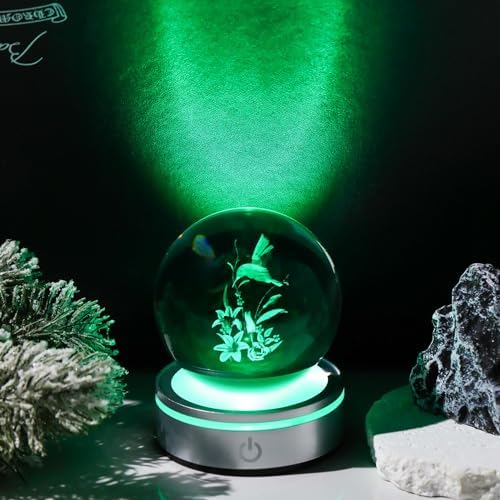 Movdyka 3D Crystal Hummingbird Decor with LED Base