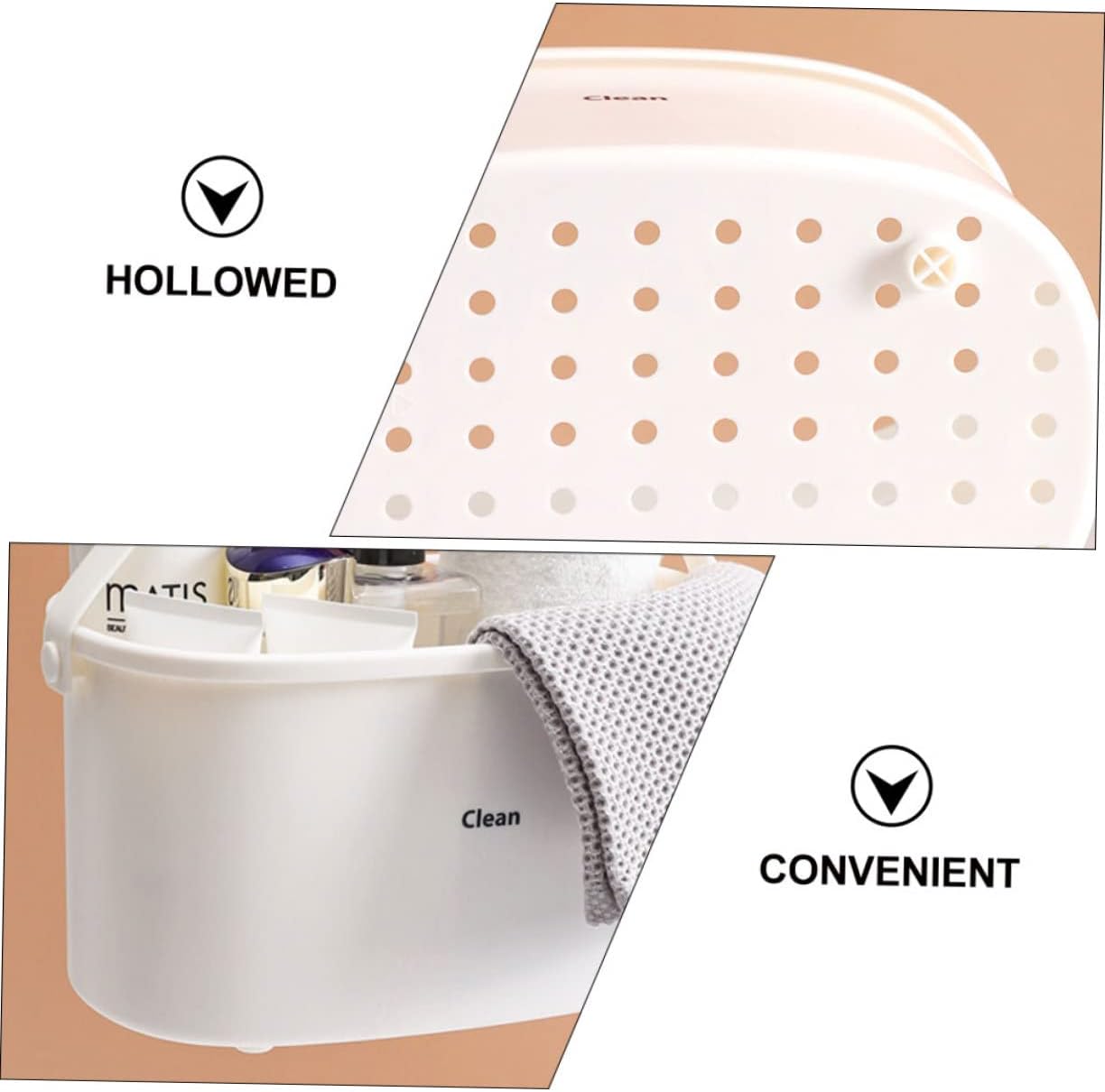 Mobestech 1Pc White Plastic Shower Organizer Basket for Bathroom Kitchen and Food Storage