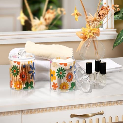 Fustylead 2 Pack Colorful Daisy Flower Dispensers for Cotton Swabs and More