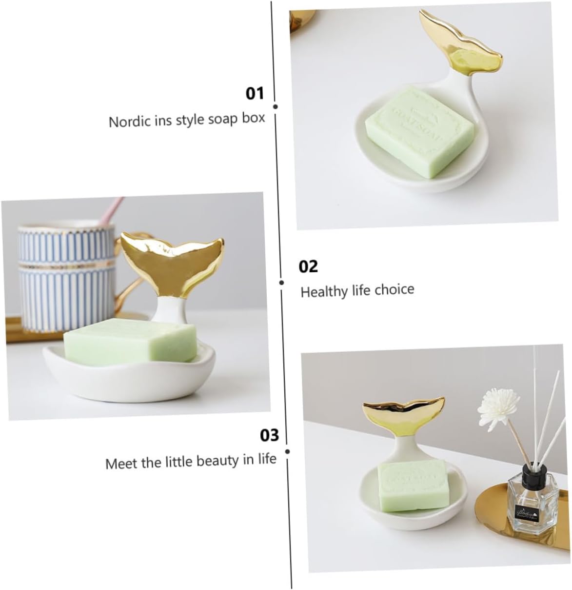 PRETYZOOM Ceramic Soap Holder Modern Ring Organizer