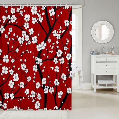 Feelyou Plum Blossom Shower Curtain Set 72x78