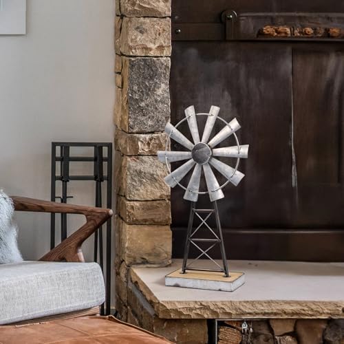 MODE HOME Charming Tall Galvanized Windmill Decor