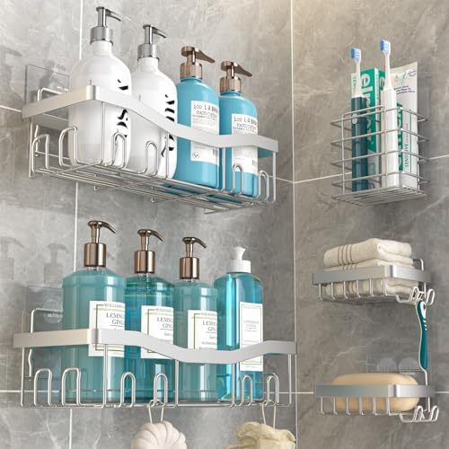 Youvip 5-Pack Shower Organizers Set Silver
