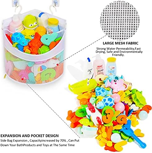 Ligereza Baby Bath Toy Organizer - Quick Drying Mold Proof Corner Suspension Holder Large Capacity Shower Caddy White
