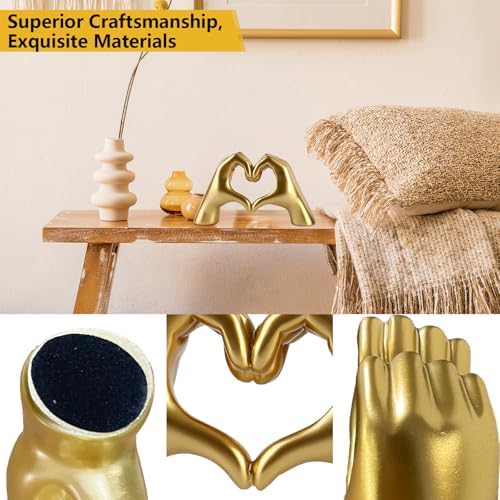 Gold Heart Hands Sculpture Decor Gift