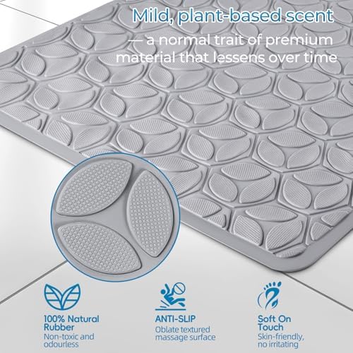 WRISIN Non-Slip Bathtub Mat with Suction Cups - 17x35 Inch Gray