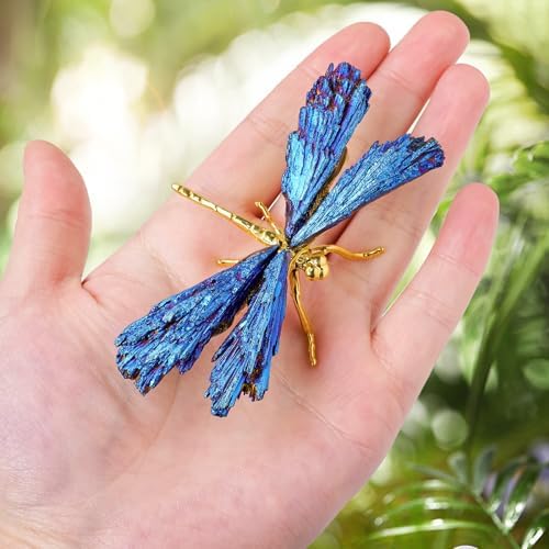 Dragonfly Statue Blue Tourmaline Electroplated Decor