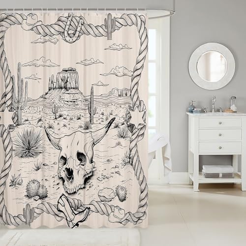 Bull Skull Shower Curtain Set 72x78 for Home